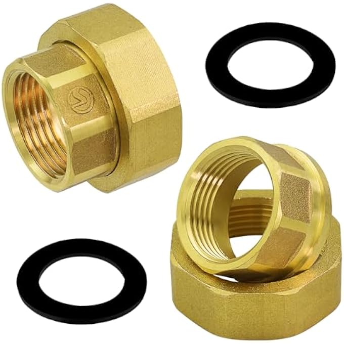 2-PIECE BRASS PUMP SCREW CONNECTION 1 1/2" X 1" (DN25 X DN40), TAP EXTENSION 1/2", HEAT PUMP FITTING, MOUNTING WITH SCREW CONNECTION, HEATING - Image 1