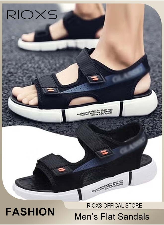 RIOXS Flat Sandals For Men, Casual Open Toe Water Sandal, Men's Breathable Non-Slip Beach Sandals, Mens Sport Sandals With Back-Strap, Outdoor Fisherman Sandals For Men, Non-slip Lightweight Walking Hiking Sandals, Water Shoes  - Image 1