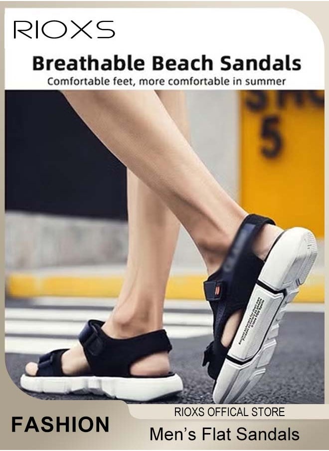 RIOXS Flat Sandals For Men, Casual Open Toe Water Sandal, Men's Breathable Non-Slip Beach Sandals, Mens Sport Sandals With Back-Strap, Outdoor Fisherman Sandals For Men, Non-slip Lightweight Walking Hiking Sandals, Water Shoes  - Image 4