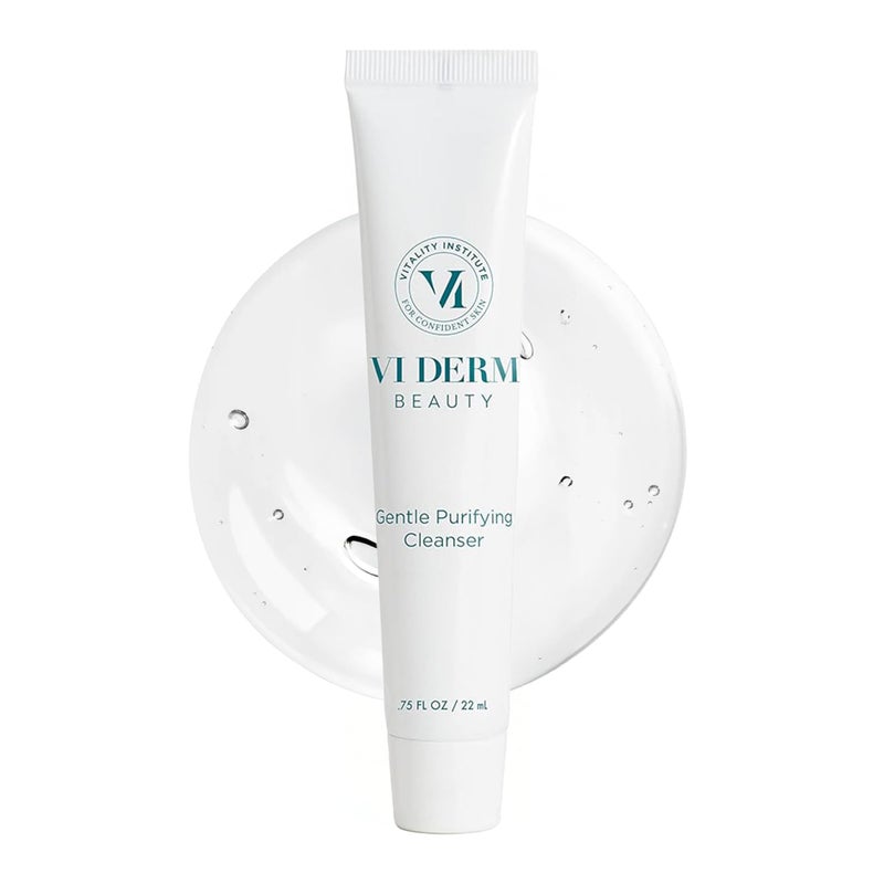 VI Derm Hydrating Gentle Purifying Cleanser Face Wash with Aloe Vera Antioxidants and Willow Bark Travel Size Mini Facial Cleanser for Makeup Removal and Sensitive Skin 075 Fl Oz 22 mL