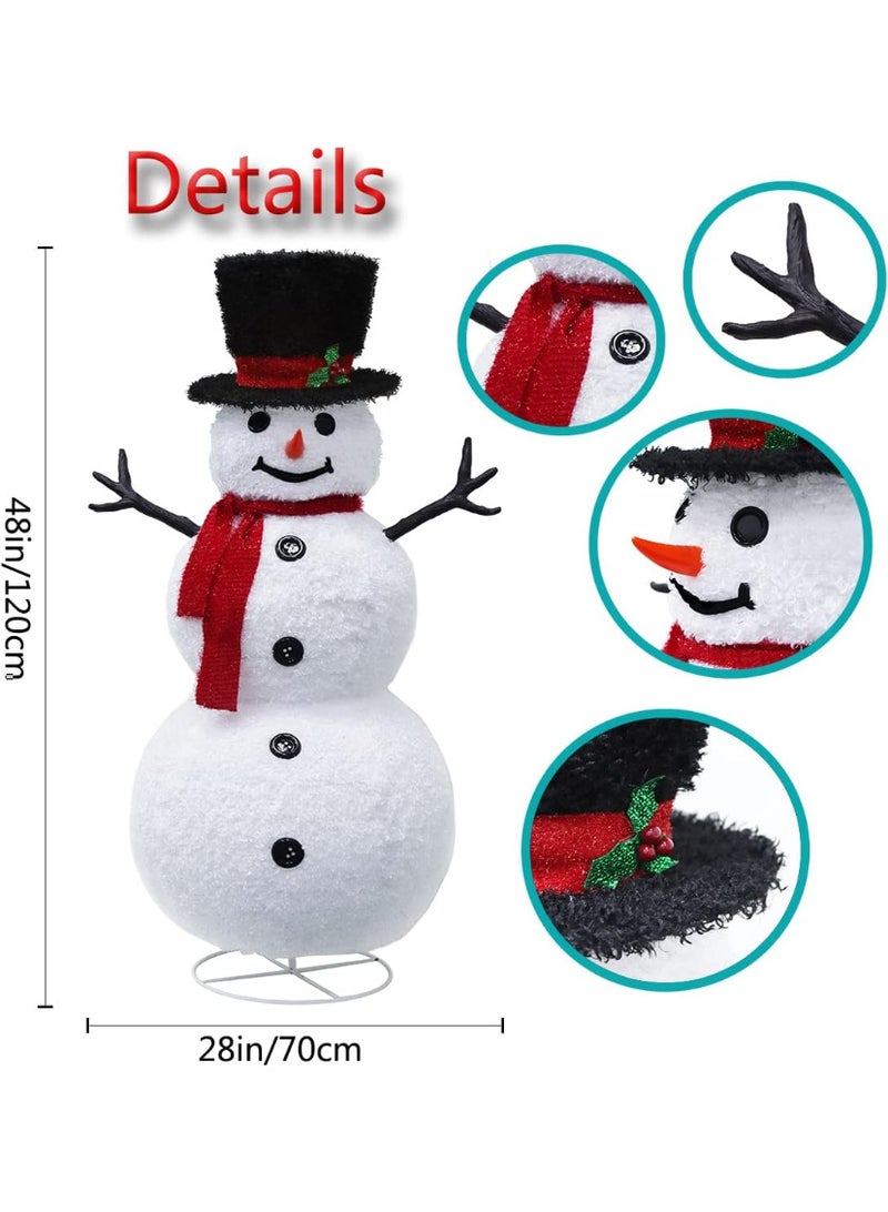 AUTOYSUR رجل ثلج عيد الميلاد المضيء LED بطول 4 أقدام للحديقة الخارجية، مضاء مسبقًا بـ 160 مصباح LED لديكور العطلة، منبثق قابل للطي للحفلات الداخلية (مخملي) - Image 5