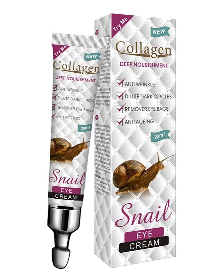 SNAIL كريم عين كولاجين الحلزون لمكافحة الشيخوخة، دوائر داكنة، خطوط رفيعة، ترطيب عميق للعناية بالعين - Image 1