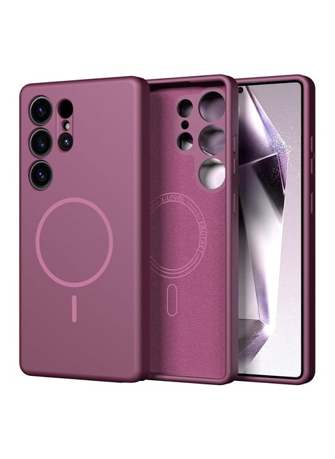 Magnetic Silicone Case for Samsung Galaxy S25 Ultra (2025) – MagSafe Compatible, Slim & Shockproof Design, Lens Protection, Durable Soft-Touch Finish – Burgundy