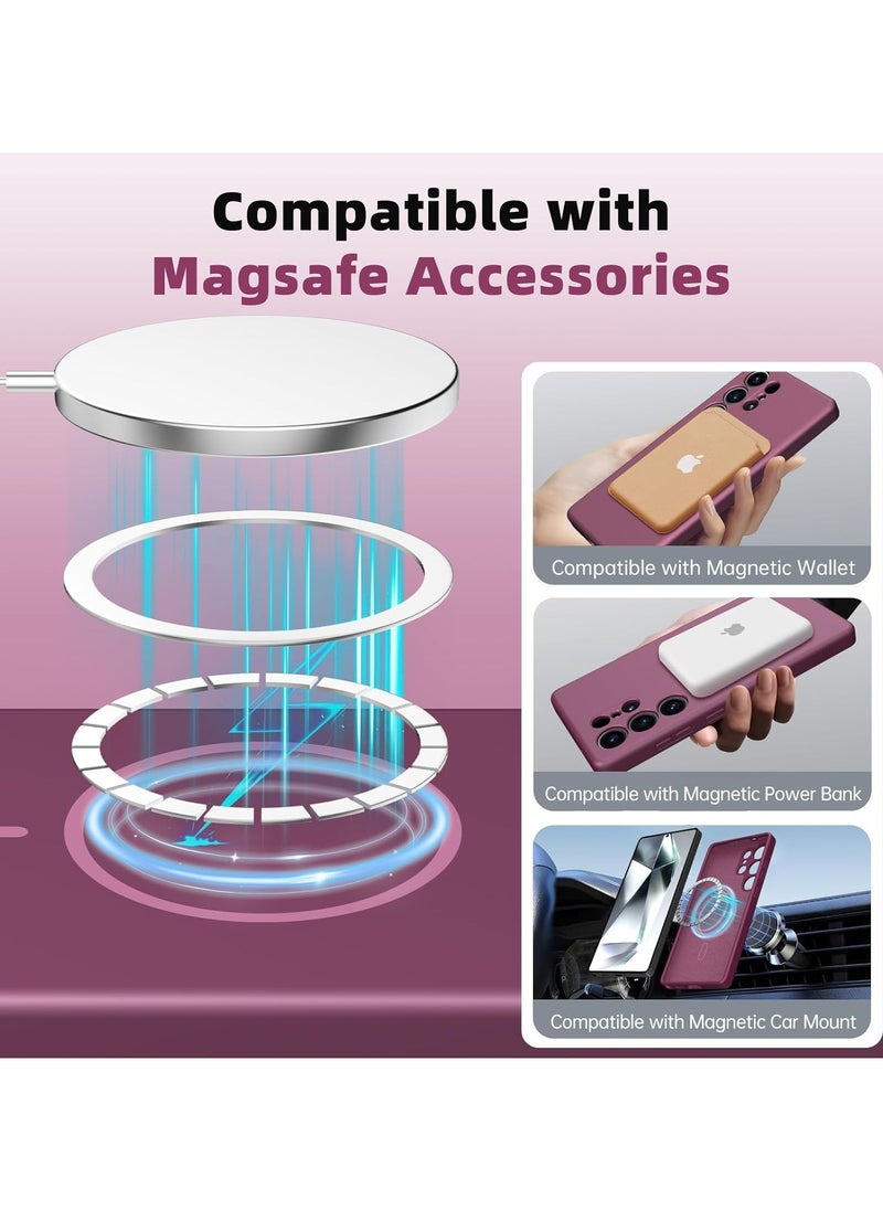 X-level - Magnetic Silicone Case for Samsung Galaxy S25 Ultra (2025) – MagSafe Compatible, Slim & Shockproof Design, Lens Protection, Durable Soft-Touch Finish – Burgundy - Image 1
