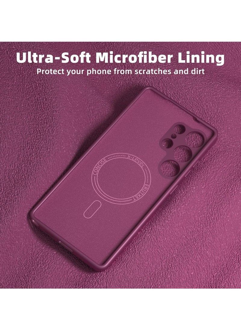 X-level - Magnetic Silicone Case for Samsung Galaxy S25 Ultra (2025) – MagSafe Compatible, Slim & Shockproof Design, Lens Protection, Durable Soft-Touch Finish – Burgundy - Image 1