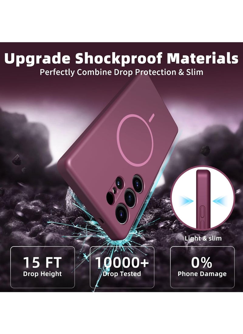 X-level - Magnetic Silicone Case for Samsung Galaxy S25 Ultra (2025) – MagSafe Compatible, Slim & Shockproof Design, Lens Protection, Durable Soft-Touch Finish – Burgundy - Image 1