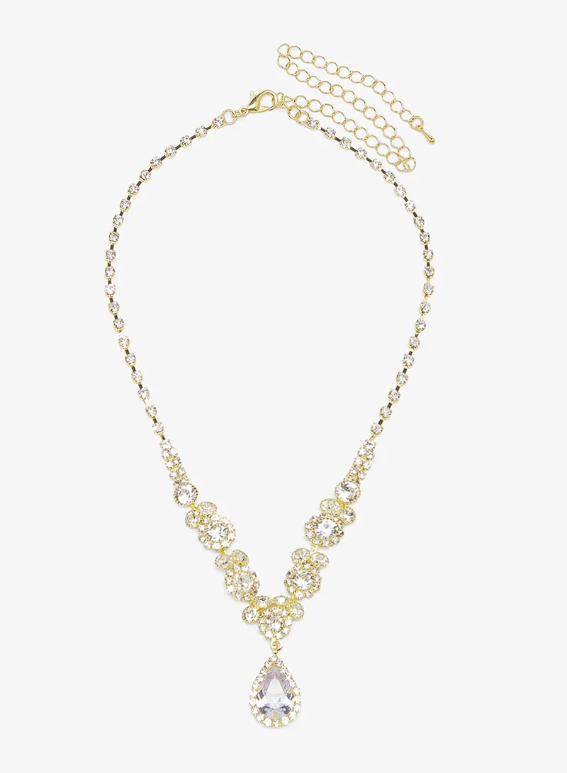 Ella Limited Edition Silver Silver Diamonte Rhinestone Jewelry Set Necklace Earrings for Women | Best Price UAE