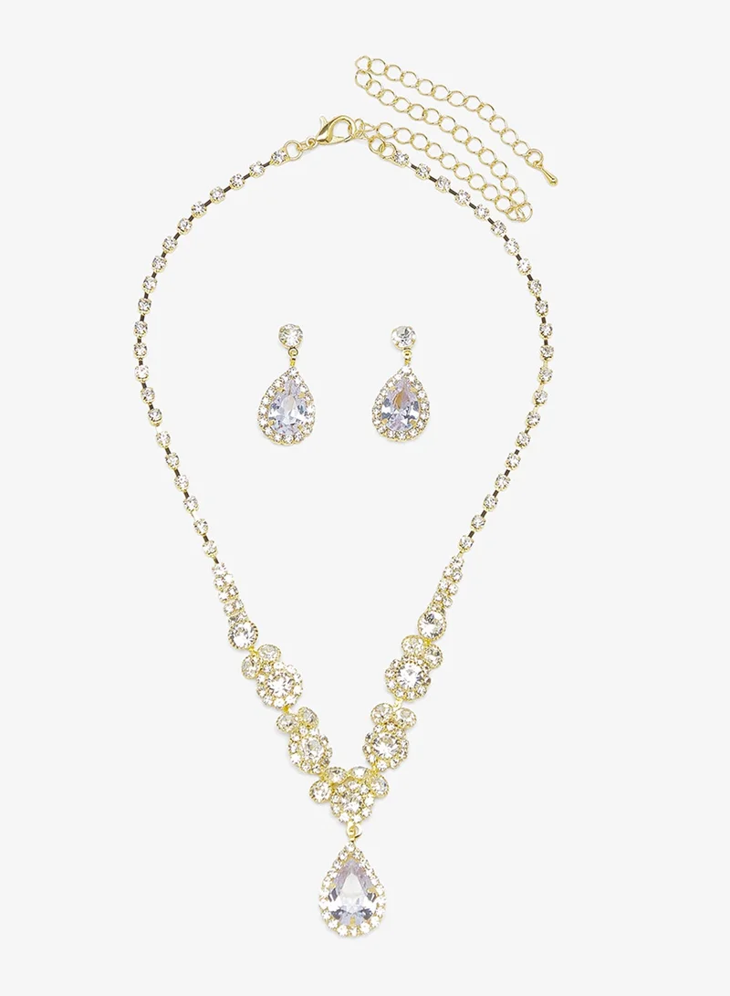 Ella Limited Edition Silver Diamonte Rhinestone Jewelry Set Necklace Earrings