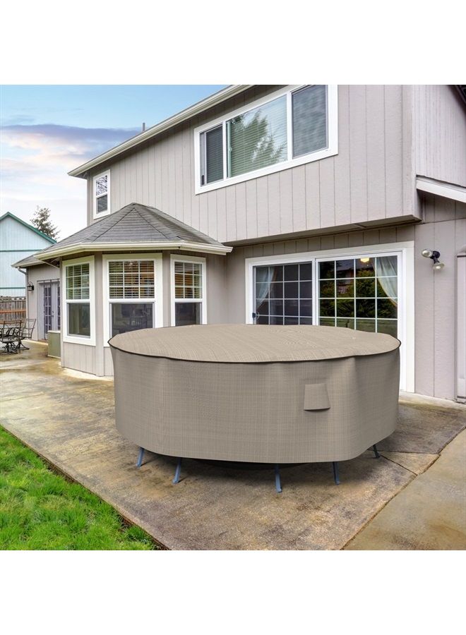 P5A01PM1 English Garden Round Patio Table and Chairs Combo Cover Heavy Duty and Waterproof, Medium, Tan Tweed