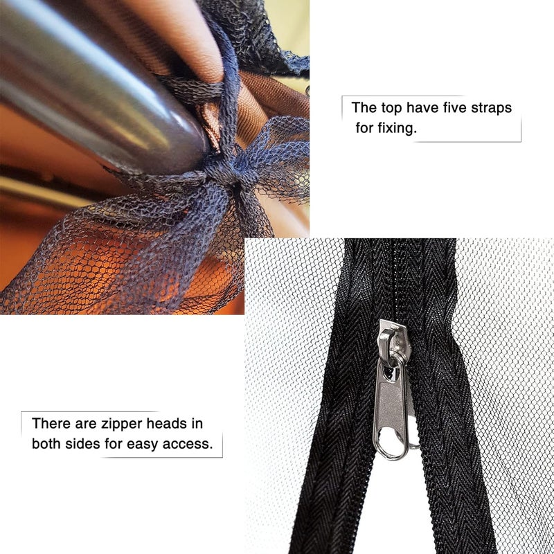 Kocuos Patio Swing Mosquito Netting - Polyester Mesh Screen with Zipper Opening and roof Waterproof Tent - Rectangle Netting Curtain (Three-Person Chair Size) - Image 5