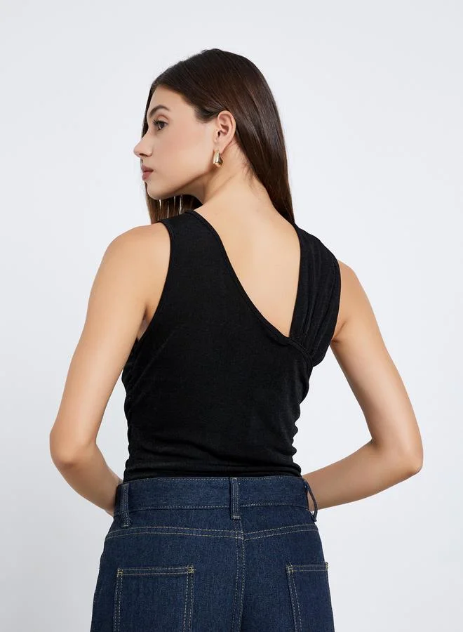 Styli Black Styli Black Textured Sleeveless Bodysuit for Women | Best Price UAE