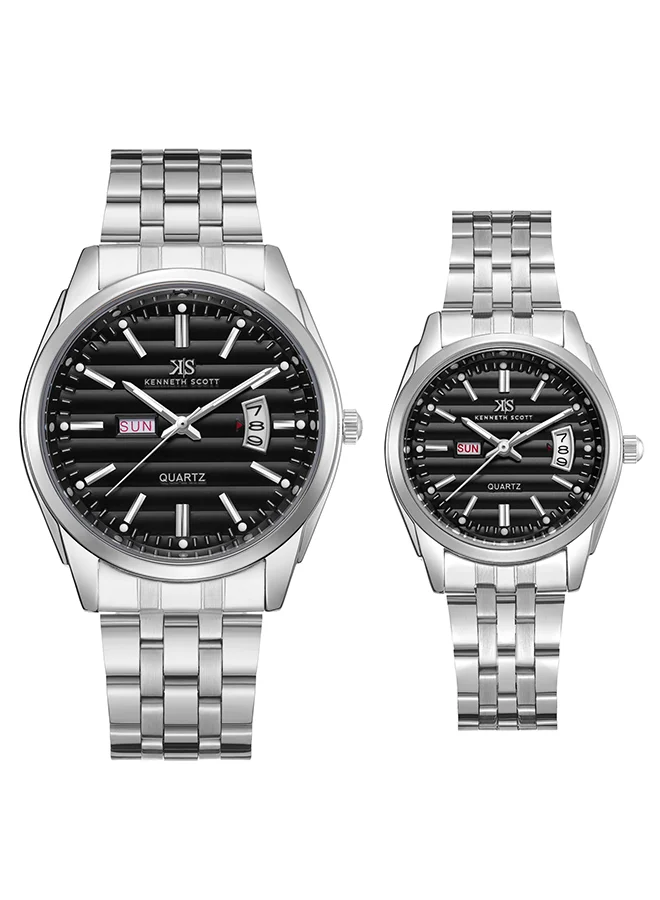 كينيث سكوت Kenneth Scott Couple 's Black  dial Analog watch - K23054P-SBSB