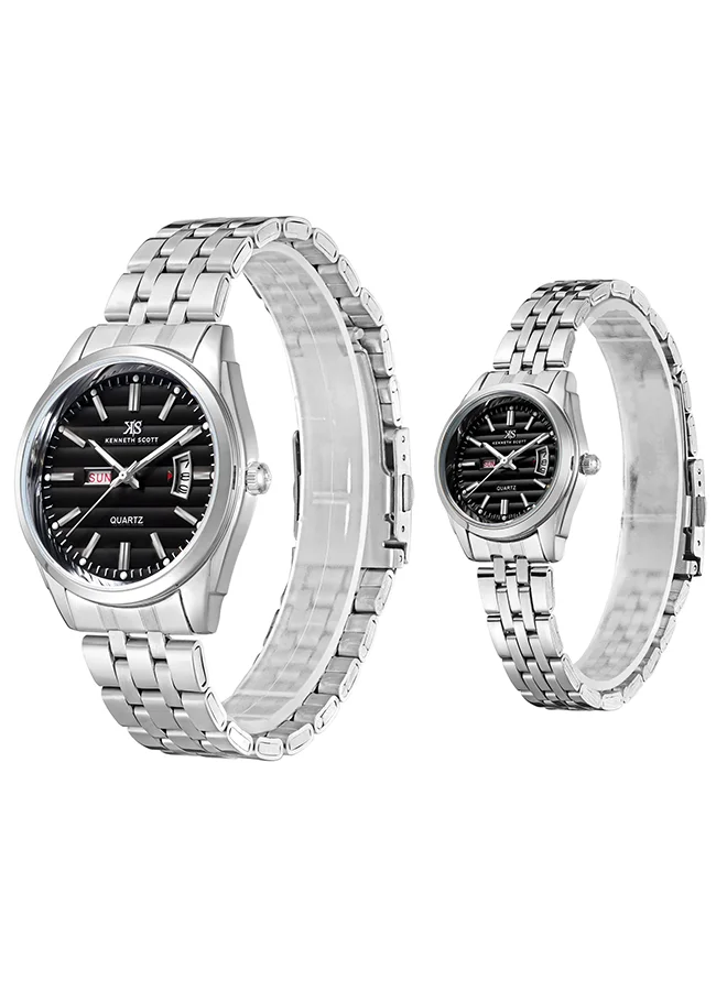 كينيث سكوت Kenneth Scott Couple 's Black  dial Analog watch - K23054P-SBSB