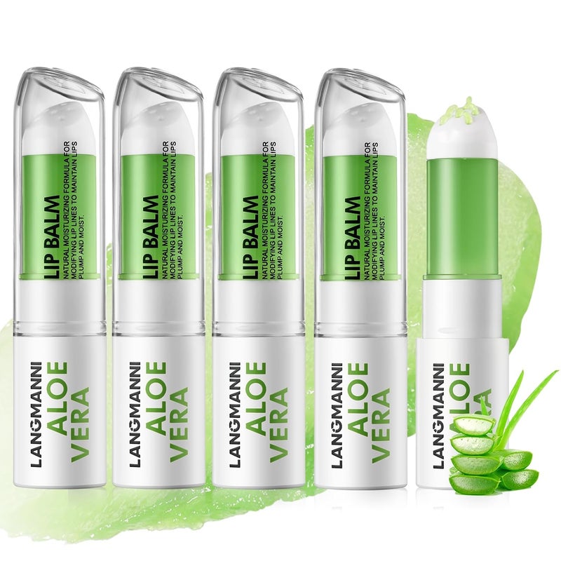 Jolilab Jolilab 4 Pcs Aloe Vera Lip Balm Lip Gloss Long Lasting Hydrating Lip Care Nutritious Lip Oil Plumper Lip Balm Moisturizer Lip Gloss Lip Makeup Set for Gilrs and Women4Pcs