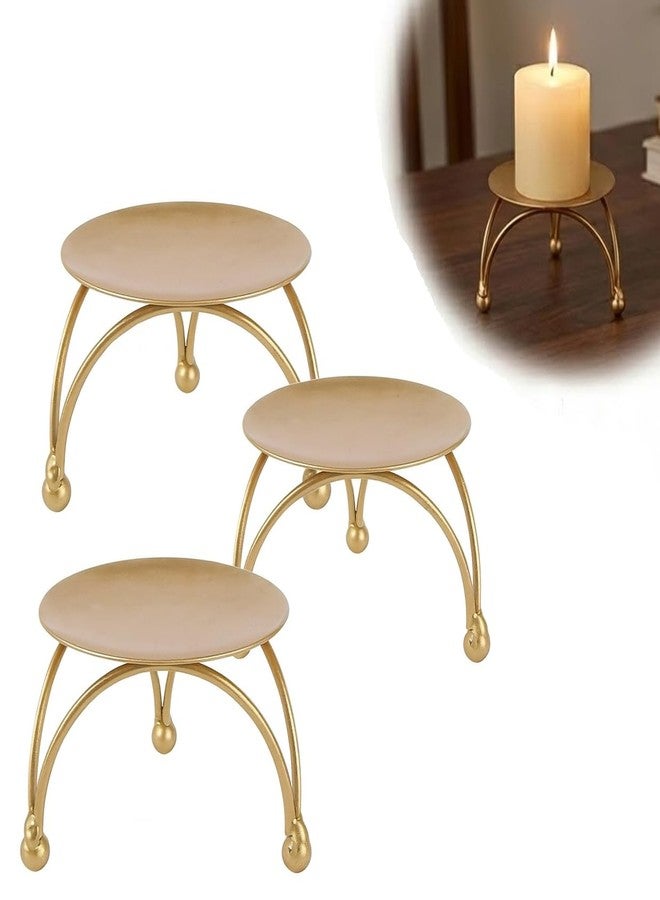 Enorme Gold Metal Candle Holder | Elegant Decorative Pillar Candle Stand for Home, Office & Table Décor | Durable, Rust-Free & Modern Design Candle Holder - (Pack of - 3) - Image 1