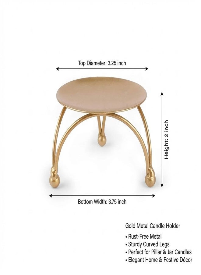 Enorme Gold Metal Candle Holder | Elegant Decorative Pillar Candle Stand for Home, Office & Table Décor | Durable, Rust-Free & Modern Design Candle Holder - (Pack of - 3) - Image 2