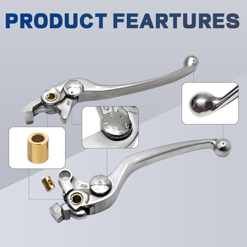 S SYUU Brake Clutch Lever Motorcycle Hand Levers Compatible with for Suzuki GSF 1250 Bandit 2007-2014 GSF 1200 2001-2006 GSX 650 F 2008-2012 GSX 1400 2001-2007 Polished Silver - Image 5