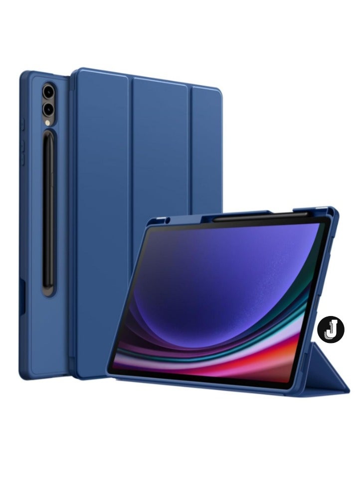 JAJEEK "2024 Case for Samsung Galaxy Tab S10 Plus / Tab S9 Plus 12.4-Inch – Soft TPU Tri-Fold Stand Protective Cover with S Pen Holder, S Pen Charging Support, Auto Wake/Sleep (Navy)" - Image 1