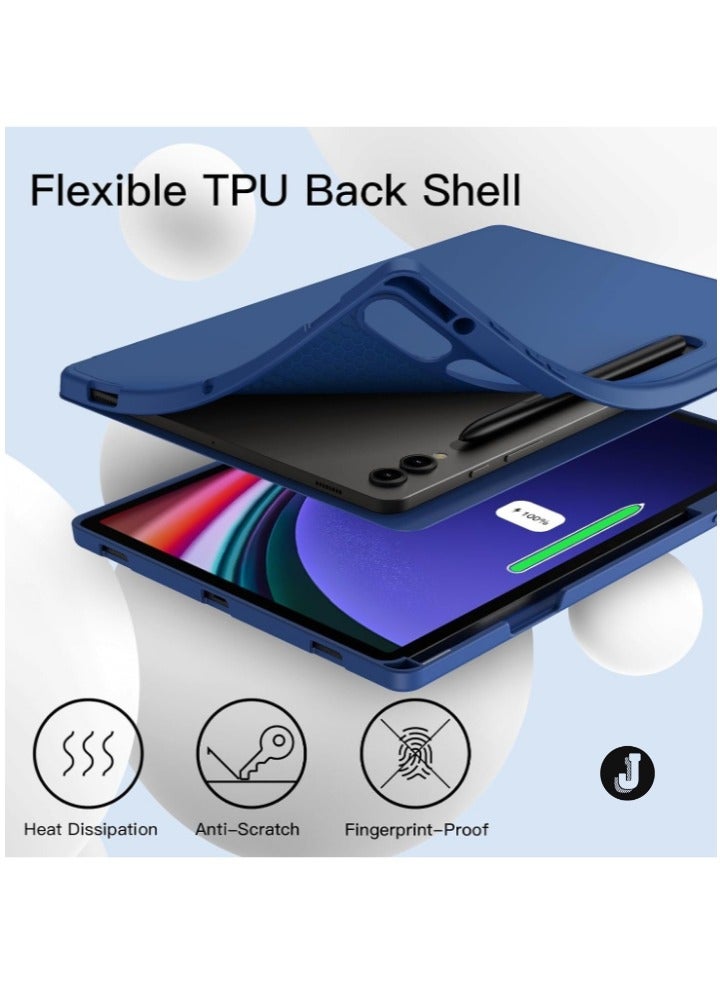 JAJEEK "2024 Case for Samsung Galaxy Tab S10 Plus / Tab S9 Plus 12.4-Inch – Soft TPU Tri-Fold Stand Protective Cover with S Pen Holder, S Pen Charging Support, Auto Wake/Sleep (Navy)" - Image 4