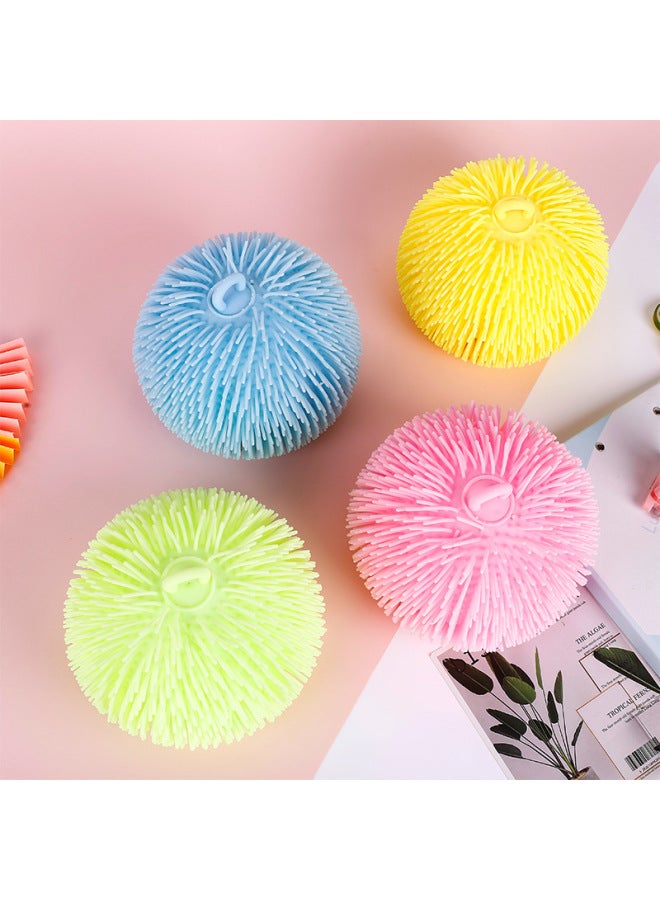 Children's Cartoon Vent Macaron Color Fur Ball Flash Glow Ball Dense Hair Animal Head Large Caterpillar 