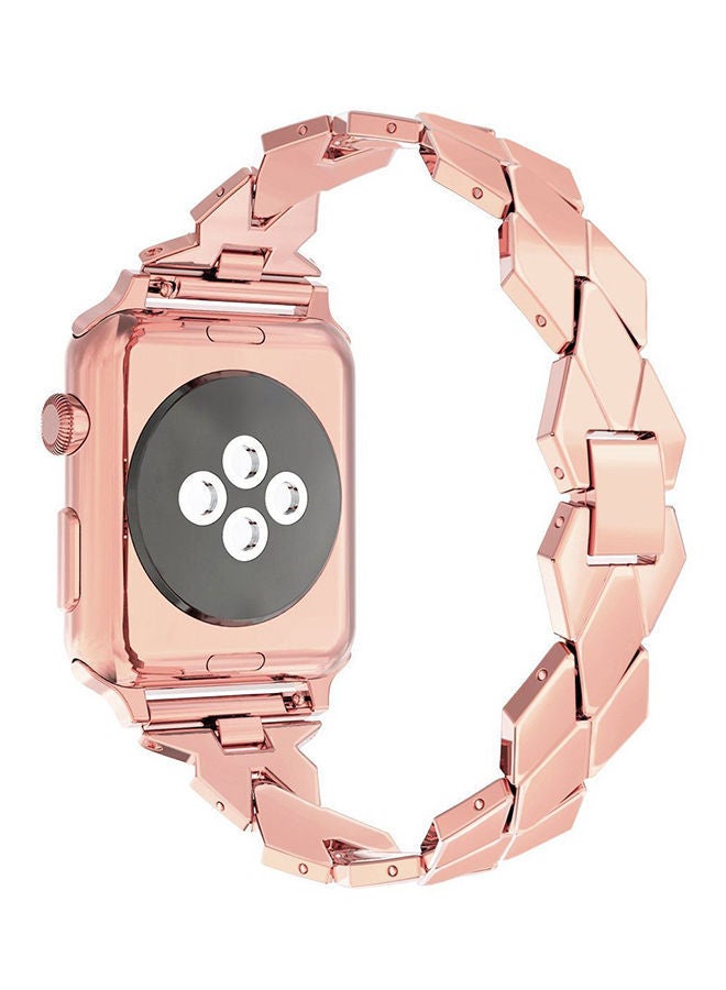 NIBEMINENT Replacement Rhombus Design Band For Apple Watch Series 1/2/3 38mm Rose Gold - Image 3