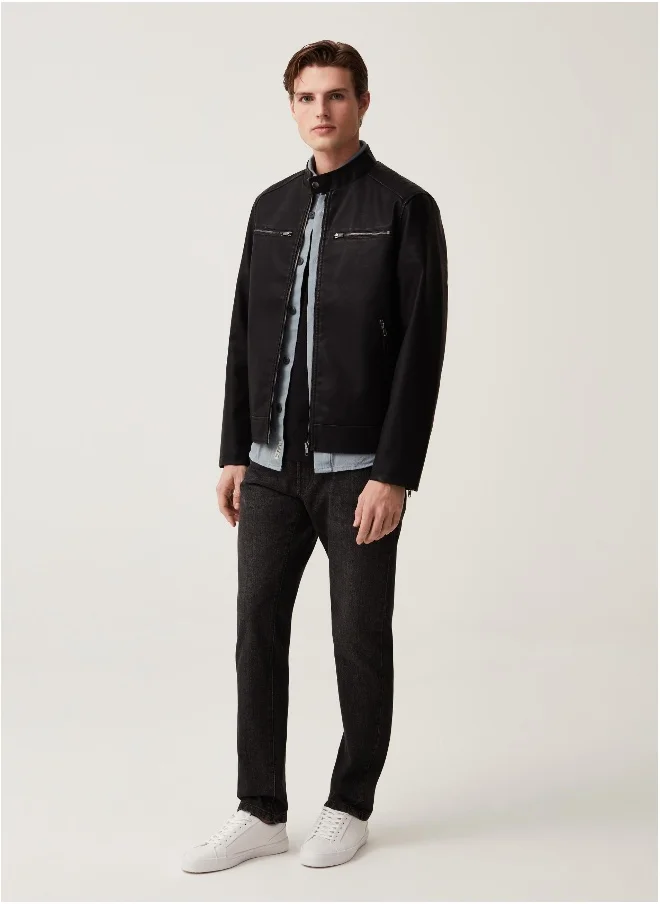 Ovs Grand & Hills biker jacket with mock neck