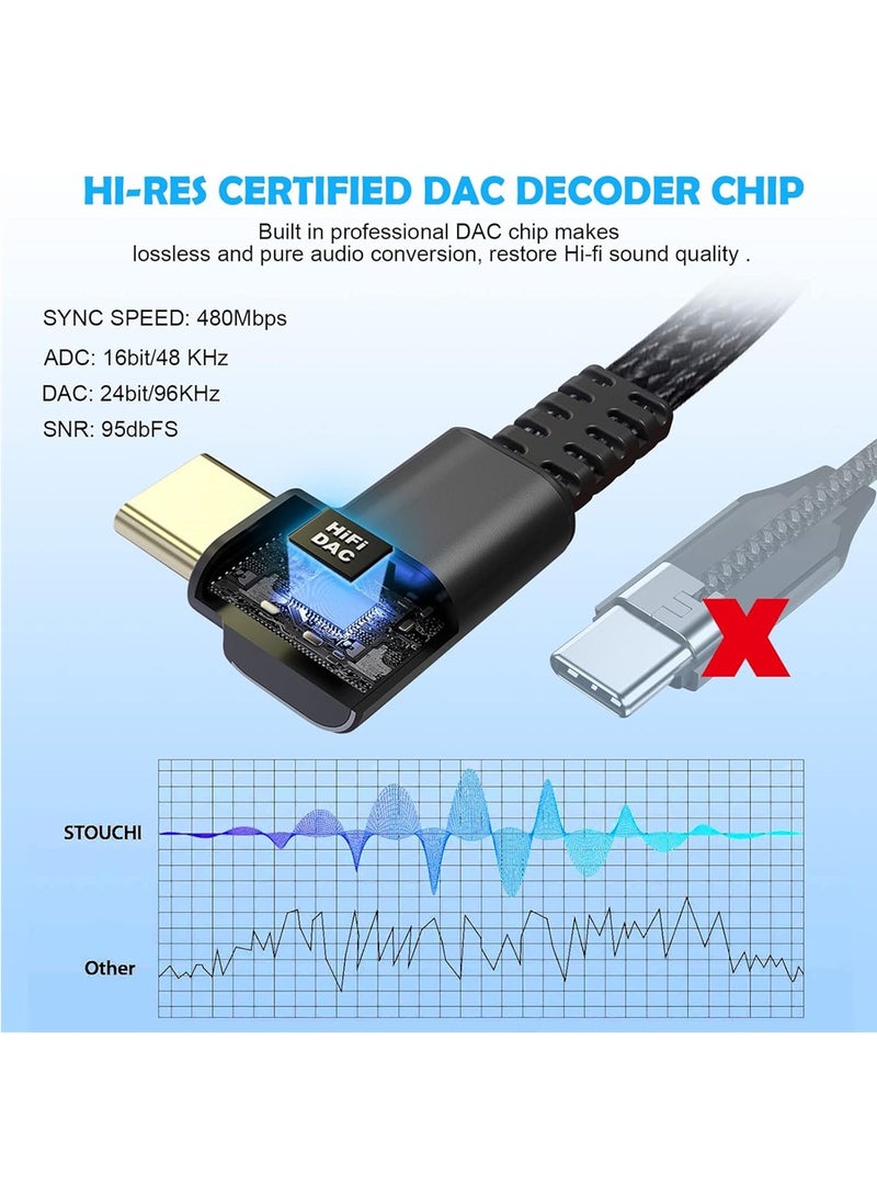 Excefore USB C to 3.5mm Jack Adapter Type C Headphone Adapter Aux Digital Audio Earphone Adaptor Angled Hi-Res DAC Adaptor Compatible with Samsung Galaxy S22 S21 S20 Ultra Note 20 Huawei Mate 40 P30 - Image 2