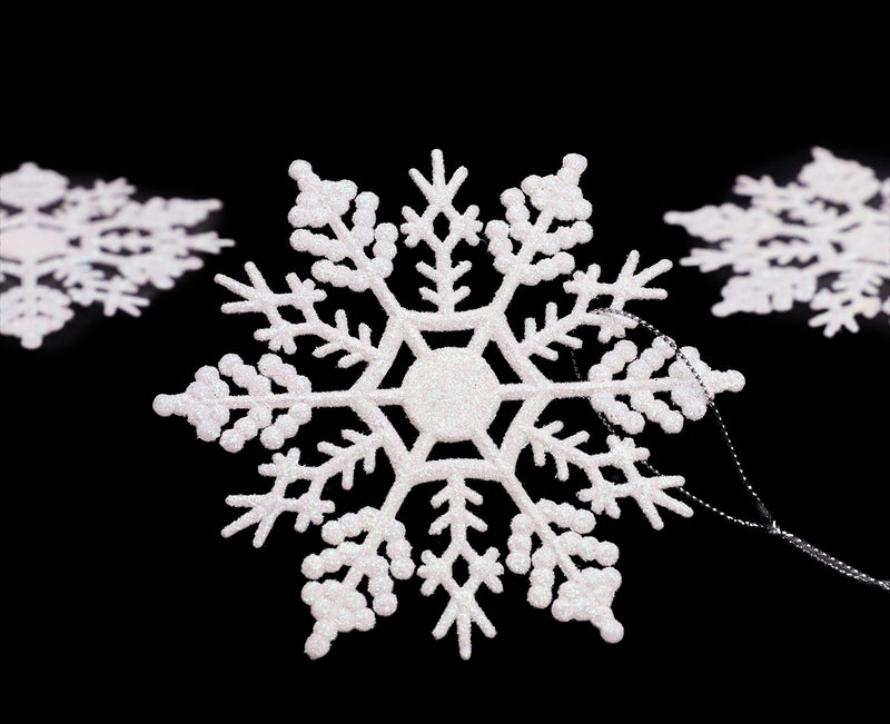 Christmas Concepts Pack of 12-10cm Glitter Snowflake Hanging Decorations - Christmas Decorations (Iridescent) - Image 3