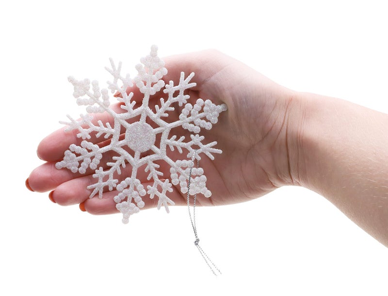 Christmas Concepts Pack of 12-10cm Glitter Snowflake Hanging Decorations - Christmas Decorations (Iridescent) - Image 4