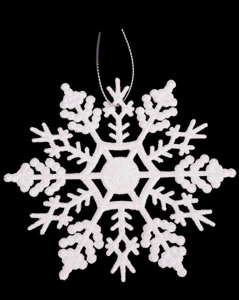 Christmas Concepts Pack of 12-10cm Glitter Snowflake Hanging Decorations - Christmas Decorations (Iridescent) - Image 5