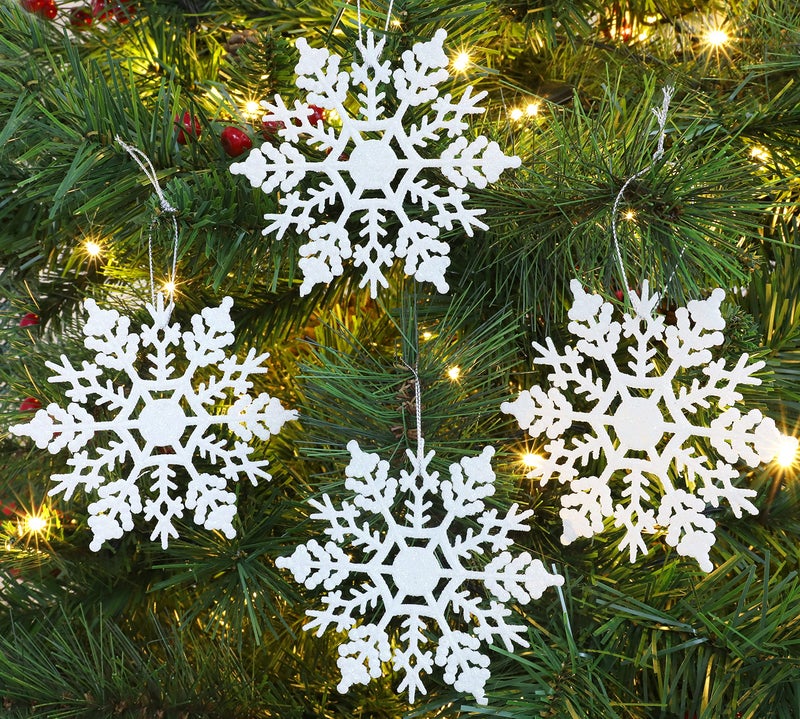 Christmas Concepts Pack of 12-10cm Glitter Snowflake Hanging Decorations - Christmas Decorations (Iridescent) - Image 2