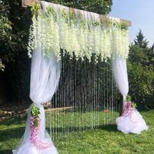 Well Art Gallery Well Art Gallery Inches Wisteria Artificial Flower Chandelier Artificial Hanging Flowers for Decoration Flower Decoration for Wedding Artificial Flowers Hanging Tall Flowers White 4  - Image 1