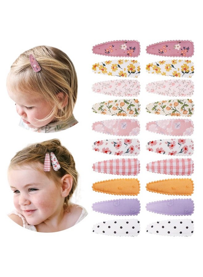 Yanwenx 20 Pcs Girl Hair Clips Floral Print Toddler Hair Clips Non Slip Wrapped Snap Hairpins For Kids Barrettes Hair Accessories For Baby Toddler Girls (Light Color) - Image 1