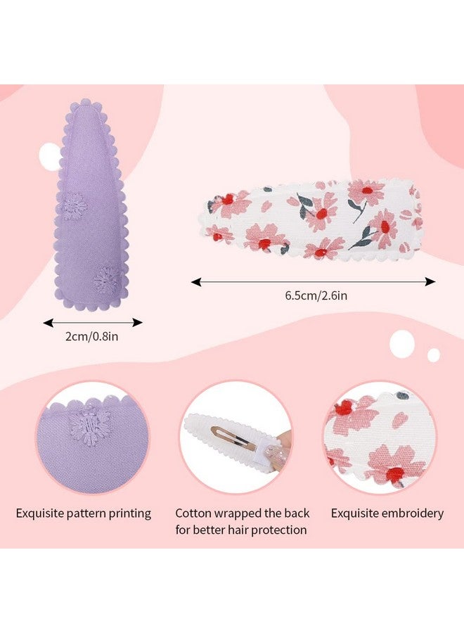 Yanwenx 20 Pcs Girl Hair Clips Floral Print Toddler Hair Clips Non Slip Wrapped Snap Hairpins For Kids Barrettes Hair Accessories For Baby Toddler Girls (Light Color) - Image 2