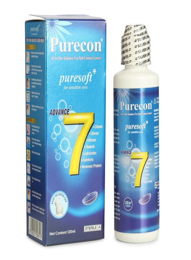 Purecon Puresoft Multi Purpose contact lense solution for soft and hard lenses, Ideal For Soft Contact Lenses (120 ml) - Image 1