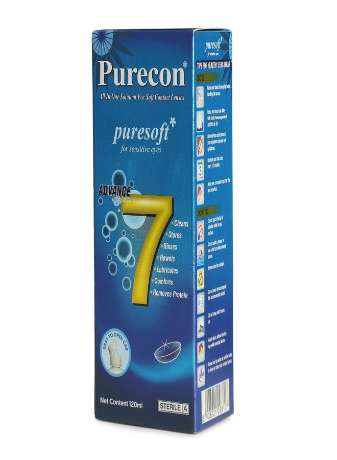 Purecon Puresoft Multi Purpose contact lense solution for soft and hard lenses, Ideal For Soft Contact Lenses (120 ml) - Image 2