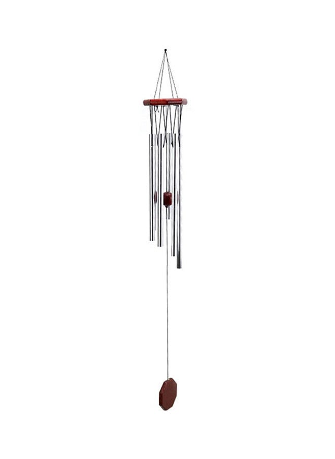 NIBEMINENT Solid Wood Retro Wind Chimes With Metal Ornaments Silver 75X10centimeter  - Image 1
