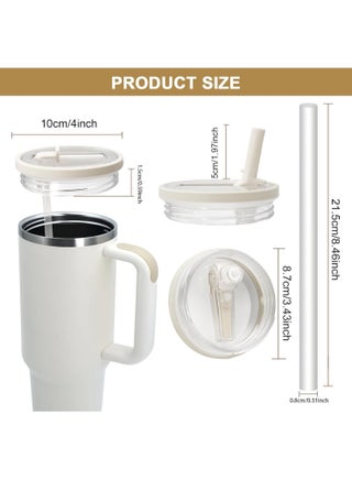 2 Pack 40 oz Tumbler Flip Straw Lid Replacement fit for Stanley Quencher, Reusable Tumbler Cover, Spill Proof Splash Resistant Tumbler Lids for Stanley Cup and HydroJug Traveler (white) - view 2