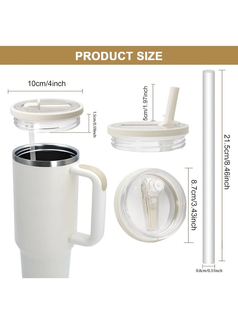PYC 2 Pack 40 oz Tumbler Flip Straw Lid Replacement fit for Stanley Quencher, Reusable Tumbler Cover, Spill Proof Splash Resistant Tumbler Lids for Stanley Cup and HydroJug Traveler (white)  - Image 2