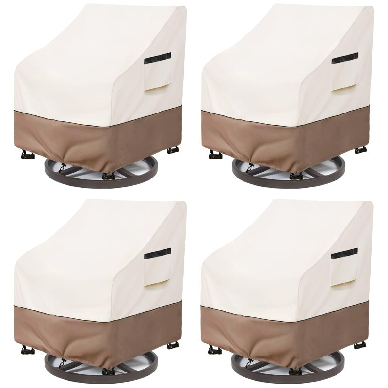 SoloToo Patio Chair Covers Waterproof Heavy Duty Patio Furniture Covers 275W x 326D x 36H Inches Swivel Outdoor Chair Cover 4 Pack Beige - Image 2
