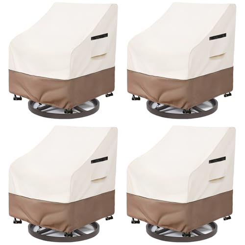 SoloToo Patio Chair Covers Waterproof Heavy Duty Patio Furniture Covers 275W x 326D x 36H Inches Swivel Outdoor Chair Cover 4 Pack Beige - Image 1