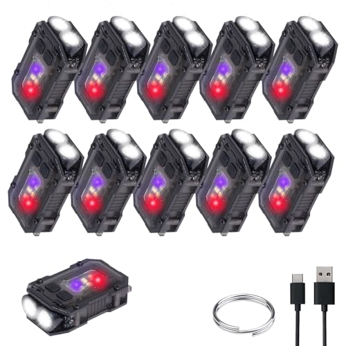 KunHe 10 Pack Bulk Rechargeable EDC Flashlight 280 Lumen 8Modes Mini Keychain Pack with Clip on Flashlight USBC Magnetic COB Side Light Keychain Light Suitable for Night Work Hiking Dog Walking Gift - Image 1