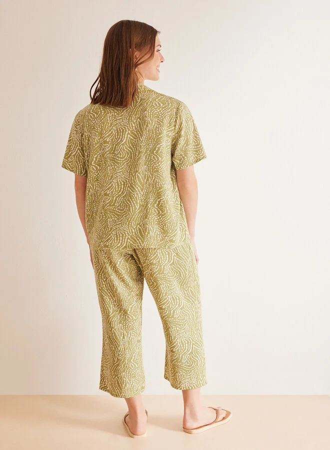 women'secret Green ethnic capri classic pyjamas
