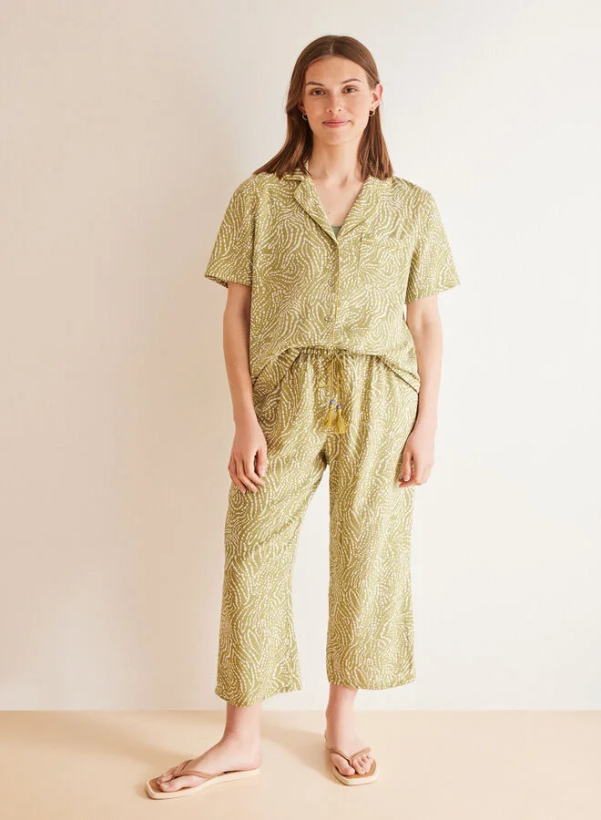 women'secret Green ethnic capri classic pyjamas