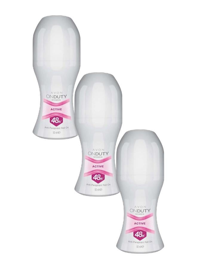 AVON مضاد التعرق للنساء النشيطات 48 ساعة رول أون - 50 مل - (عبوة من 3) - Image 1