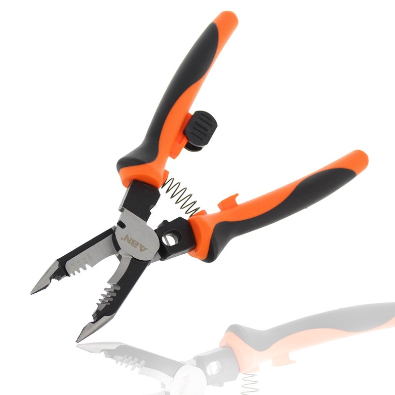 ABN Needle Nose Pliers Set 8Inch 1pk Ergonomic MultiUse Wire Stripper Wire Crimper Cutter Stripper Tool 1018 AWG - Image 1