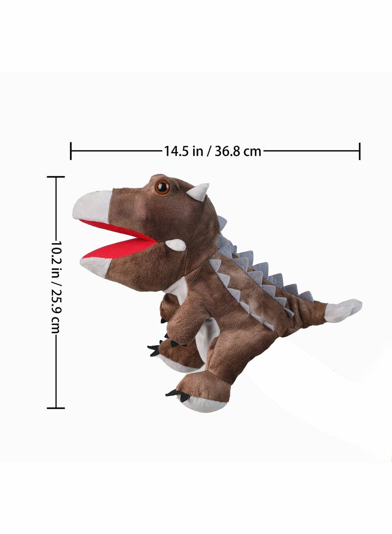 Dinosaur Hand Puppets, Ankylosaurus Jurassic World Stuffed Animal Cute Soft Plush Toy, Open Movable Mouth Finger Gift, Birthday Gifts for Kids, Creative Role Play - Image 2