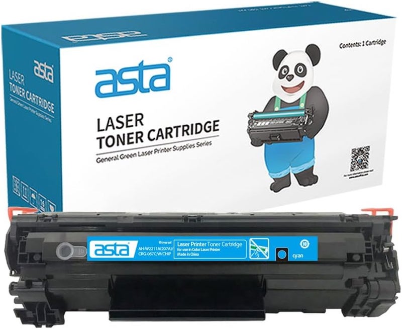Asta W2211A 207A Universal CRG-067 C With Chip Toner Cartridge Compatible For HP Canon Color LaserJet Pro M255dw M282nw M283fdn M283fdw LBP632CdW LBP633Cdw MF653Cdw LBP656Cdw MF654Cdw (Cyan) - Image 1