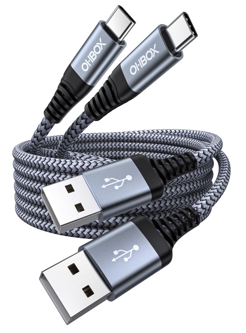 ohbox USB to USB C Cable 60W Fast Charging [2 Pack 6FT], USB A to USB C Cable for CarPlay, Durable Braided USB Type C iPhone Charger USBC Cord for iPhone 17/16/15/Pro Max/Plus, Samsung Galaxy S23 and More - Image 1