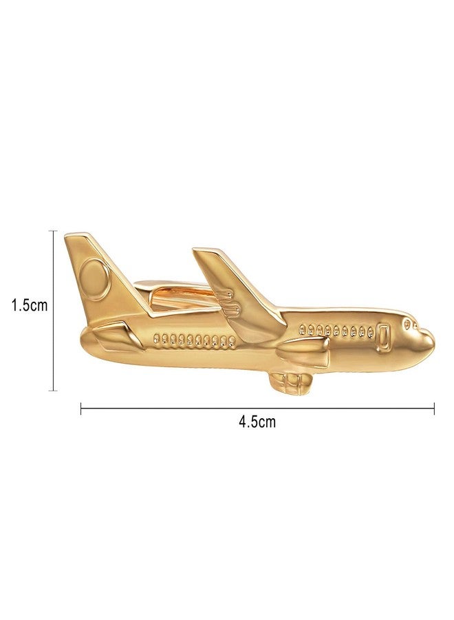 Yoursfs Airplane Tie Clips for Men Unique Gold Airplane Tie Clip 18K Gold Plated Plane Tie Clips for Men's Jewelry Accessories - Image 2
